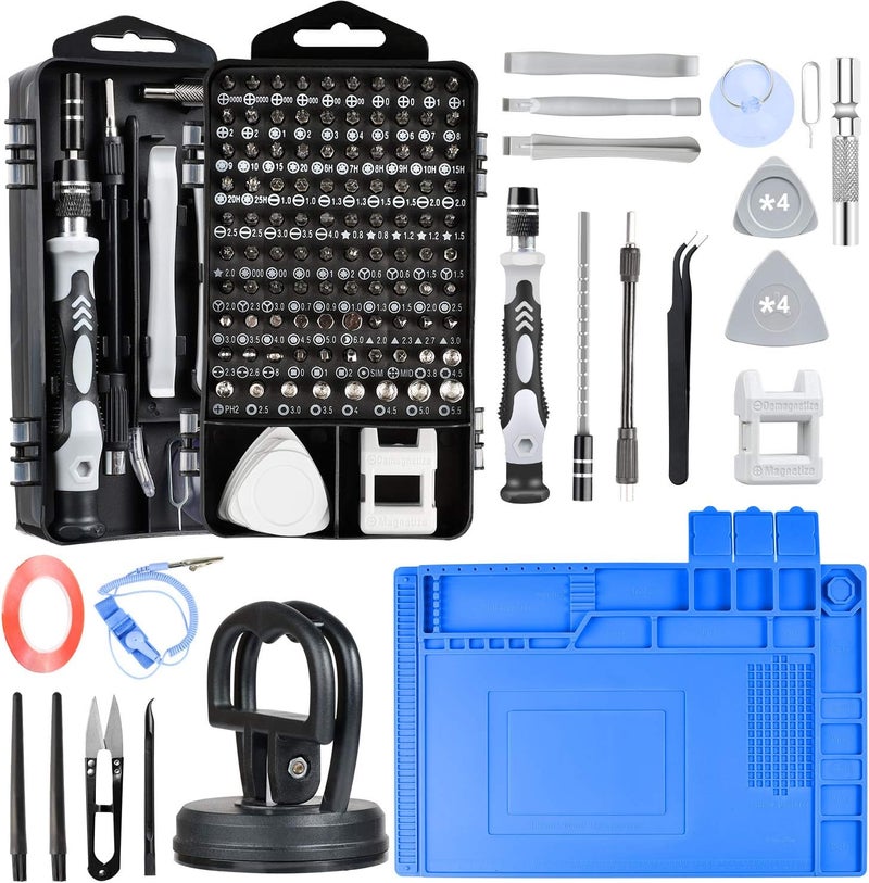 ZinonMax Precision Screwdriver Set, Electronics Repair Tool Kit with Anti Static Mat, ESD Wristband,Fast Home Multi-types Drivers for Phone, Computer, Laptop (Black) - Image 1